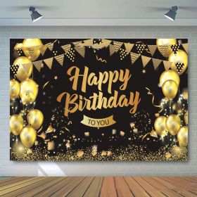 Black Gold Birthday Background Flag Decoration