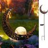 Garden Solar Lights Outdoor Moon Crackle Stake Metal Lights Courtyard