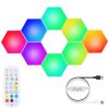 8Pcs Hexagon Light Panels RGBW Colorful Splicing Wall Lamps App Remote Line Control Timing Decorative Gaming Light Music Sync Lamps