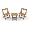 HIPS Material Outdoor Bistro Set Foldable Small Table and Chair Set with 2 Chairs and Rectangular Table, Teak