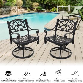 Outdoor cast aluminum patio swivel chair - Set of 1 (Flower Pattern)