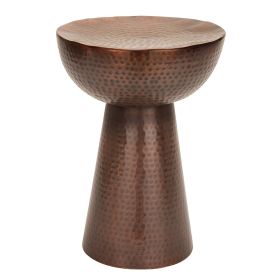 Vintage Style Metal Stool In Dimple Pattern, Bronze