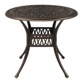 90*90*75cm Round Top Courtyard Cast Aluminum Table Bronze