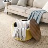 Round Storage Ottoman, 2 in 1 Function, Work as End table and Ottoman, Yellow (25.5"x25.5"x14.5")