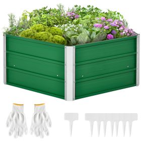 Outsunny 40'' x 16'' Hexagon Metal Raised Garden Bed, Elevated Large Corrugated Galvanized Steel Planter Box w/ Install Gloves for Backyard, Patio to