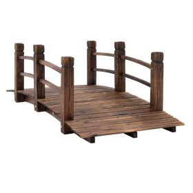 Outsunny Fir Wood Garden Bridge Arc Walkway with Side Railings for Backyards, Gardens, and Streams, Stained Wood, 60" x 26.5" x 19"