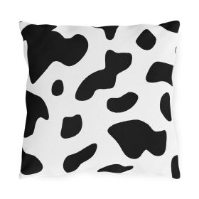 Decorative Outdoor Pillows With Zipper - Set Of 2, Black And White Abstract Cow Print Pattern