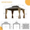 Hardtop Gazebo Outdoor Aluminum Gazebos Grill with Galvanized Steel Double Canopy for Patios Deck Backyard,Curtains&Netting