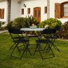 4pcs Injection Molding Classic Garden Plastic Folding Chair Black