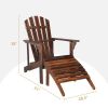 120*72*96cm Outdoor Garden With Footstool Wooden Single Chair Carbonized Color