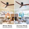 52In.Farmhouse Flush Mount  Low Profile Ceiling Fan with Solid Wood Blades and Remote Control