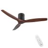 52In.Farmhouse Flush Mount  Low Profile Ceiling Fan with Solid Wood Blades and Remote Control