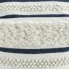 Outdoor Woven, Blue and White Stripe Pouf