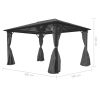 Gazebo with Curtain Anthracite Aluminum 157.5" x 118.1"