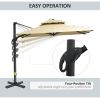 Outsunny 10ft Offset Patio Umbrella, Hanging Cantilever Umbrella, Square Shape, Aluminum Cross Base, Tilt, 360-Degree Rotation, Beige