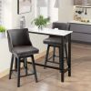 HOMCOM 28" Swivel Bar Height Bar Stools Set of 2, Armless Upholstered Barstools Chairs with Nailhead Trim and Wood Legs, Brown