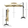 Outsunny 10ft Offset Patio Umbrella, Hanging Cantilever Umbrella, Square Shape, Aluminum Cross Base, Tilt, 360-Degree Rotation, Beige