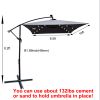 Rectangle 2x3M Outdoor Patio Umbrella Solar Powered LED Lighted Sun Shade Market Waterproof 8 Ribs Umbrella with Crank and Cross Base for Garden Deck