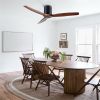 52In.Farmhouse Flush Mount  Low Profile Ceiling Fan with Solid Wood Blades and Remote Control