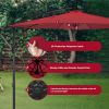 10ft Offset Umbrella Cantilever Patio Hanging Umbrella Outdoor Market Umbrella with Crank & Cross Base Suitable for Garden, Lawn, backyard and Deck, R