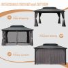 Hardtop Gazebo Outdoor Aluminum Gazebos Grill with Galvanized Steel Double Canopy for Patios Deck Backyard,Curtains&Netting