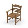 Patio Dining Chair with Armset Set of 2, HIPS Materialwith Imitation Wood Grain Wexture chair for Deck Pool Backyard, Teak