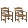 Patio Dining Chair with Armset Set of 2, HIPS Materialwith Imitation Wood Grain Wexture chair for Deck Pool Backyard, Teak