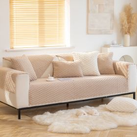 Plush Non-slip Dustproof Warm Thickening Sofa Cushion (Option: Milk Coffee-110X160CM)