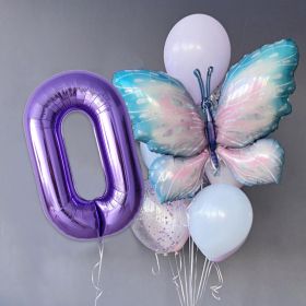 Gradient Butterfly Suit Balloon Party Decoration Layout (Option: Number 0 Suit)