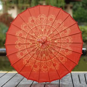 Hanfu Ancient Style Silk Cloth Oiled Paper Umbrella Rainproof And Sun Protection (Option: 1style-82cm Diameter+Chinese Knot)