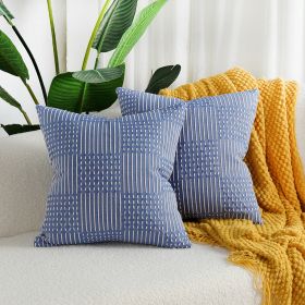 Simple Geometric Cotton Woven Jacquard Pillow Cover (Option: 30x50 Pillowcase Without Core-Blue)