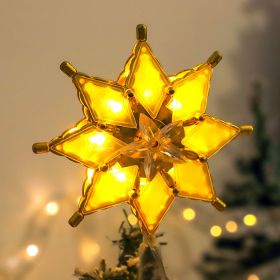 LED Christmas Decorative Lights Octagonal Star Treetop Lamp (Option: Small Size Warm White 17x7cm-Battery Box)