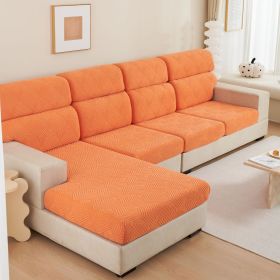 Plain Elastic Non-slip Sofa Seat Cover Three-dimensional Jacquard Velvet Elastic Mix-and-match Combination Sofa (Option: Time Sofa Gray Orange-Large Single S)