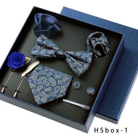 8-piece Gift Box Men's Formal Wear Business Bow Tie Square Scarf Tie Clip (Option: HSbox1)