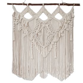 Hand-woven Wholesale Bohemian Tapestry Nordic Decoration Wall Tassel Large Tapestry (Option: white-90x100)