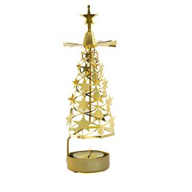 Creative Romantic Candlestick Rotating Metal Revolving Scenic Lantern Nordic Style Atmosphere Aromatherapy Candlelight Dinner (Option: Golden Five pointed Star)