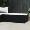 Patio Footrests with Cushions 2 pcs Black Poly Rattan