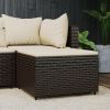 Patio Footrest with Cushion Brown Poly Rattan