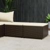 Patio Footrests with Cushions 2 pcs Brown Poly Rattan