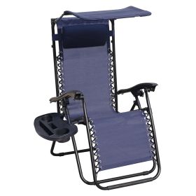 Lounge Chair Adjustable Recliner w/Pillow Outdoor Camp Chair for Poolside Backyard Beach, Support 300lbs (Color: as Pic)