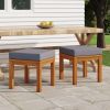 Patio Stools with Cushions 2 pcs 15.7"x15.7"x16.5" Solid Wood Acacia