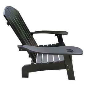 Outdoor or indoor Wood Adirondack chair with an hole to hold umbrella on the arm (Color: BlackJY1703BK)