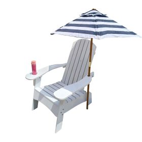 Outdoor or indoor Wood Adirondack chair with an hole to hold umbrella on the arm (Color: whiteJY1703WH)