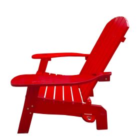 Outdoor or indoor Wood Adirondack chair with an hole to hold umbrella on the arm (Color: redJY1703RD)