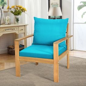 4 Pieces Patio Acacia Wood Thick Cushion Loveseat Sofa Set (Color: TurquoiseHW64146TU+)