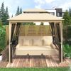 [VIDEO provided] U_STYLE 8.9 Ft. W x 5.9 Ft. D Outdoor Gazebo with Convertible Swing Bench, Double Roof Soft Canopy Garden Backyard Gazebo with Mosqui