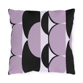 Decorative Outdoor Pillows With Zipper - Set Of 2, Geometric Lavender And Black Pattern (Sizes: 16" √ó 16")