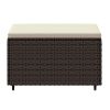 Patio Footrest with Cushion Brown Poly Rattan