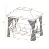 [VIDEO provided] U_STYLE 8.9 Ft. W x 5.9 Ft. D Outdoor Gazebo with Convertible Swing Bench, Double Roof Soft Canopy Garden Backyard Gazebo with Mosqui