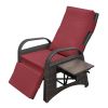 Outdoor Adjustable Wicker Recliner with Flip Table